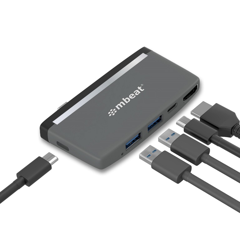 (LS) mbeat® Essential Pro  5-IN-1 USB- C Hub (4k HDMI Video, USB-C PD Pass Through Charging, USB 3.0 x 2, USB-C x 1) USB 3.0 Speed: Up to 5Gbps (EOL)