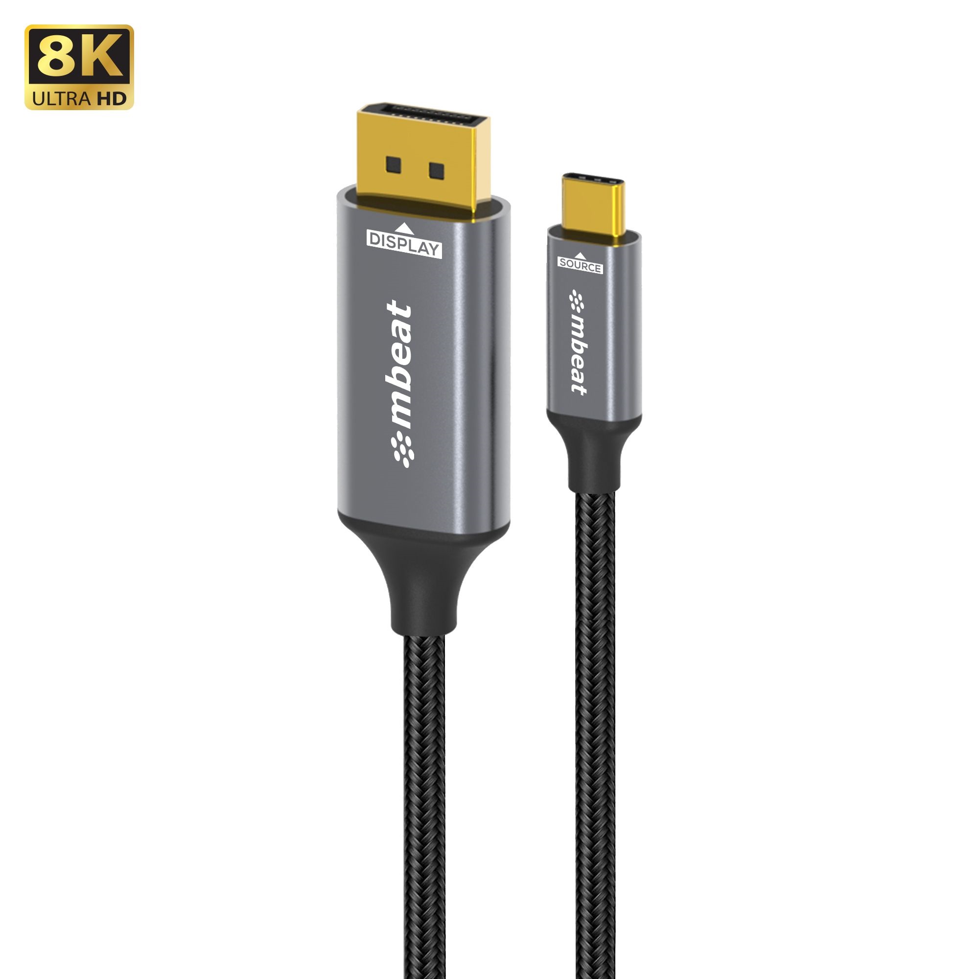 mbeat® Tough Link 8K 1.8m USB-C to DisplayPort Cable  Up to 8K@60Hz (7680×4320) USB-C Version: 3.2 Gen 2 Product Weight: 76.3g