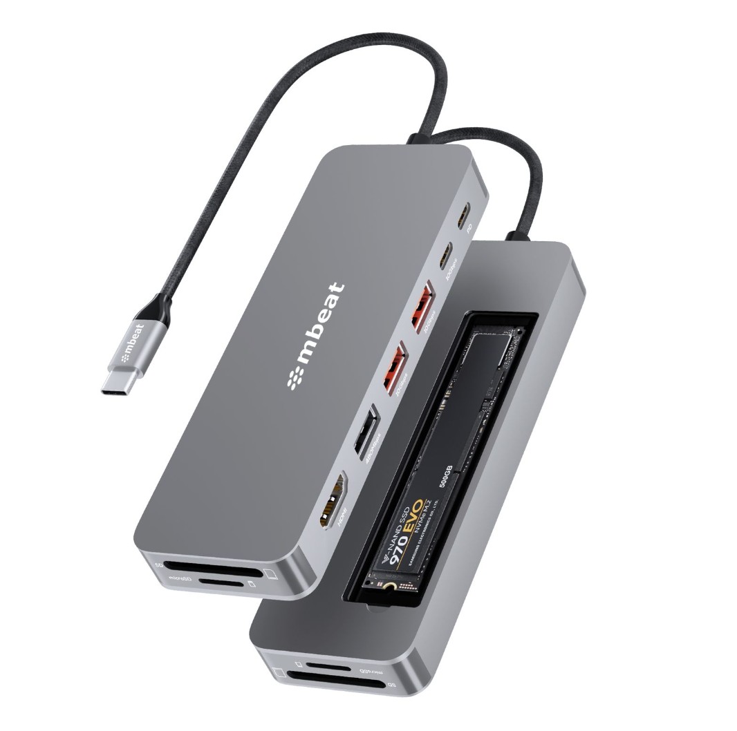 mbeat® mbeat Elite 9-in-1 USB-C Multiport Hub with Built-in M.2 NVMe SSD Enclosure