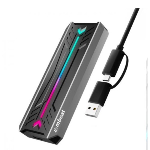 mbeat® USB-C/A 10Gbps RGB M.2 NVMe & SATA SSD Enclosure
