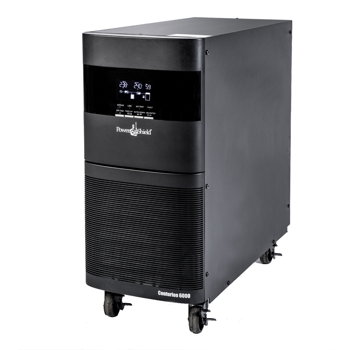 PowerShield Centurion Tower UPS 6000VA/6000W, Hard wired terminal input / outputt, 10A, C13  x 2, hot-swappable batteries, 2-year warranty