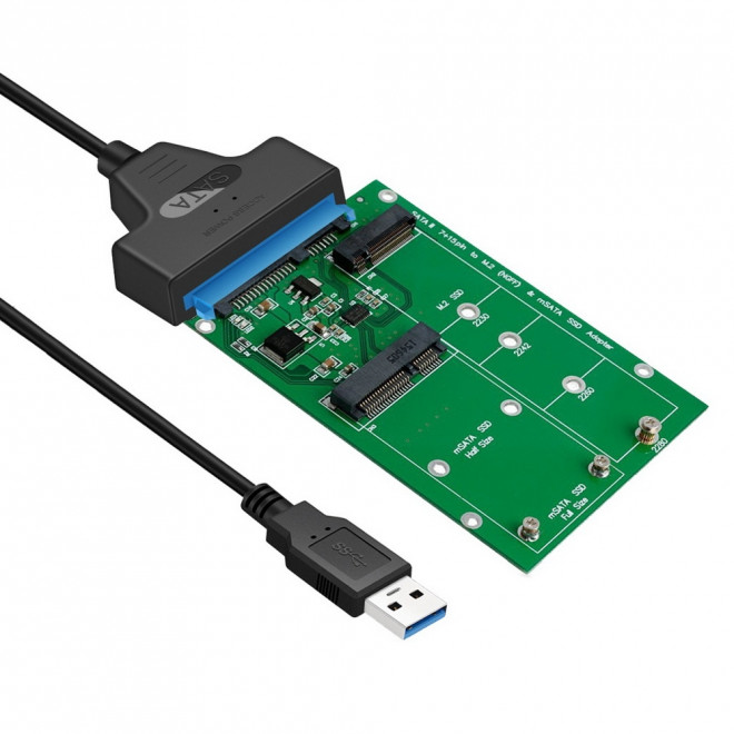 (LS)Simplecom SA221 USB 3.0 to mSATA + NGFF M.2 (B Key) SSD 2 in 1 Combo Adapter