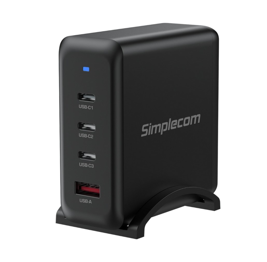 (LS)Simplecom CU400 4-Port PD 100W GaN Fast Charger 3xUSB-C + USB-A for Phone Tablet Laptop
