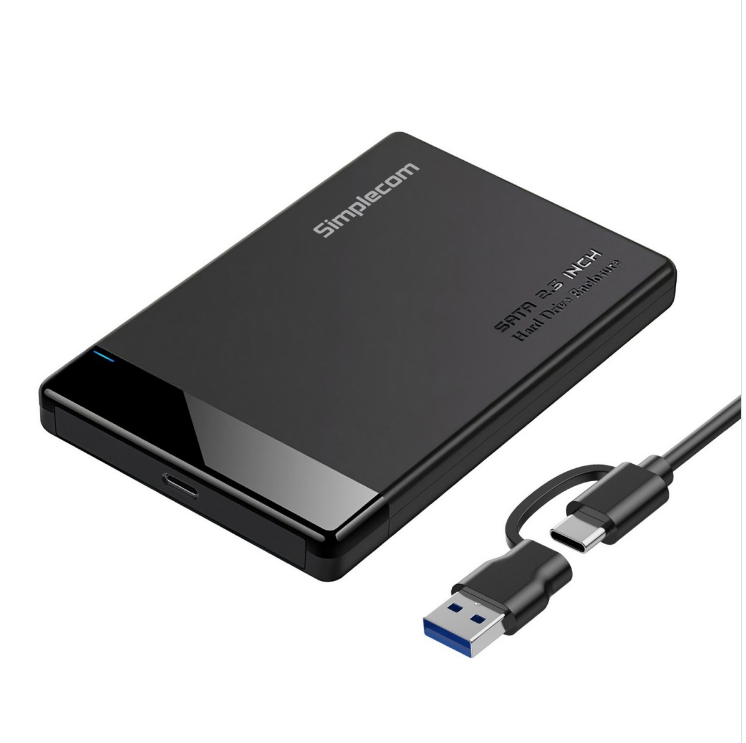 Simplecom SE109 Tool-free 2.5' SATA HDD SSD to USB-C Enclosure USB 3.2 Gen 1 Compatible with 7mm and 9.5mm laptop 2.5' SATA HDD/SSD