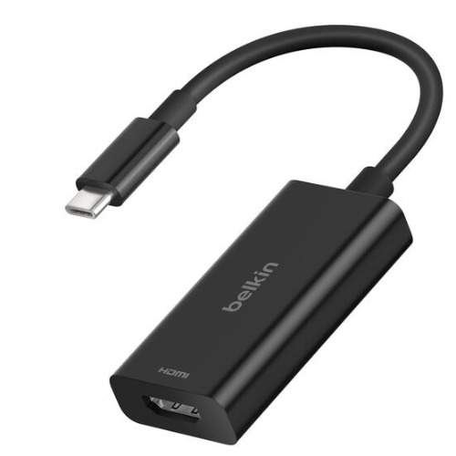 Belkin Connect USB-C to HDMI 2.1 Adapter w/ Tethered USB-C Cable (11cm) - Black (AVC013btBK), 8K@60Hz, HDR10+, HBR3, DSC, HDCP 2.2, 2-Year Warranty