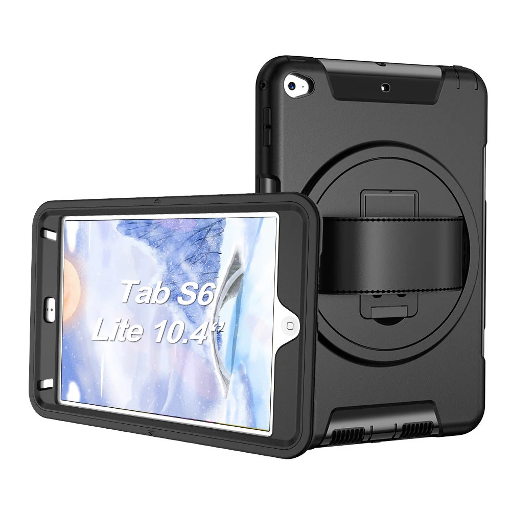 USP Rugged Samsung Galaxy Tab S6 Lite (10.4') Case Black -  Built-in-Kickstand, Hand & Shoulder Straps, DropProof,5 Years Warranty
