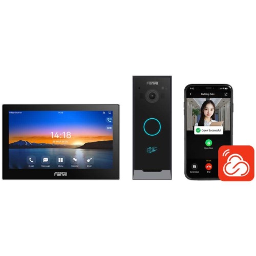 Fanvil VIK-01 video intercom kit with  i504W indoor unit, i60 door phone, Fanvil Link App, security alarm integration, multiple door access