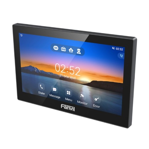 Fanvil i505W SIP indoor unit 7-inch 1024×600 touchscreen,Android 9.0 OS, dual-band Wi‑Fi, 2W speaker, RS485, wall/desktop installation,RS485 interface