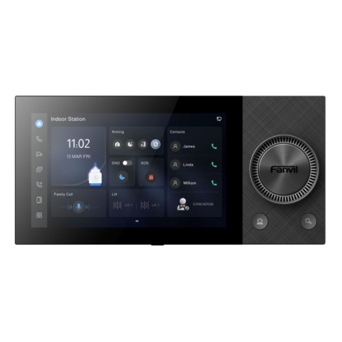 Fanvil i564W SIP indoor unit w/ tactile knob control,7-inch touchscreen,dual-band Wi‑Fi 6, 5W speaker,5m voice pickup,BLE access, RS485 inteface, RJ45