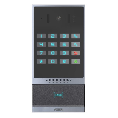 Fanvil i64 2-Wire SIP door phone w/ 2.5W speaker, NFC access, 3DI/2DO, TF card support up to 128GB, IP66/IK07 protection, and wall or flush mounting