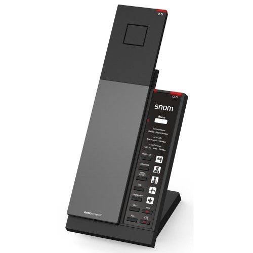 Snom HD341A – Analogue Cordless Guest Room Phone, wireless DECT handset, five speed‑dial keys, antibacterial housing, customisable back cover