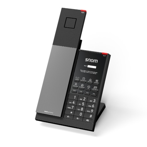 Snom HD351A – Analogue Cordless Guest Room Phone, Antibacterial housing, Customisable faceplate, HAC‑compatible audio, GDPR‑compliant design