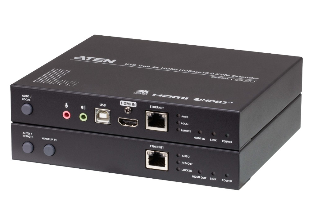 ATEN USB True 4K HDMI HDBaseT 3.0 KVM Extender with Audio, RS232 and Ethernet Signal Transmission - Supports 4K @ 100m, 1x CE840L + 1x CE840R