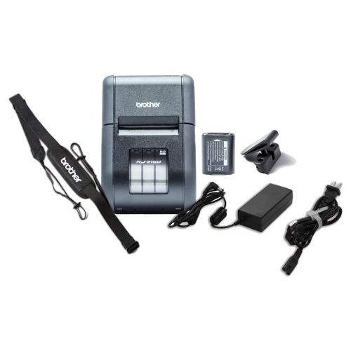 Brother RJ-2150 2' MOBILE LABEL PRINTER, USB, BT, Mfi and WiFi INCLUDING LI-ION BATTERY & BELT CLIP, Shoulder Strap, AC Adaptor + Receipt Roll