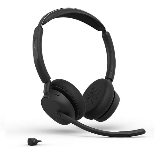 Jabra Evolve3 45 MS stereo wireless headset, Teams certified, USB-C Link 390 adapter dongle, ANC, 4-mic ClearVoice, Bluetooth 5.3, 21hr talk time, 30m
