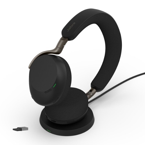 Jabra Evolve3 75, UC Stereo Black Bluetooth ANC Headset with Wireless Charging Pad, Link390A BT, USB-A