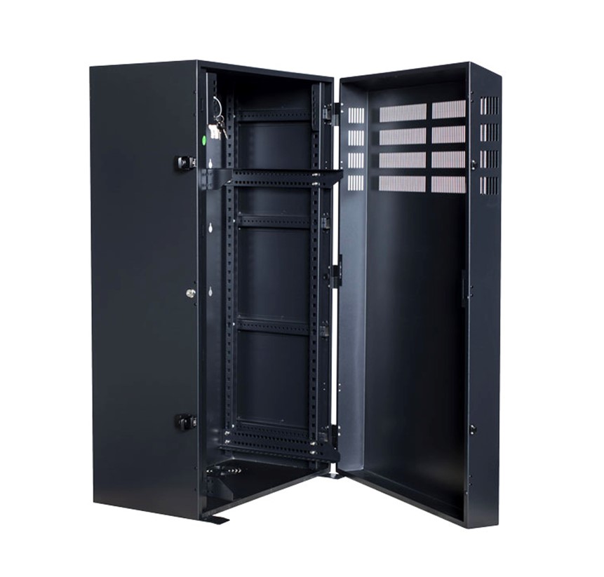 PowerShield Vertical Wall Mount Rack with 8U vertical capacity, provides secure and space-saving mounting for UPS systems
