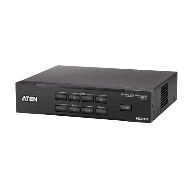 ATEN CamLive PRO 4K 4-Input HDMI to USB Video Switcher with HDMI PGM / Loop-through at 4K @ 60 and USB-C output 4K @ 30 for live broadcast