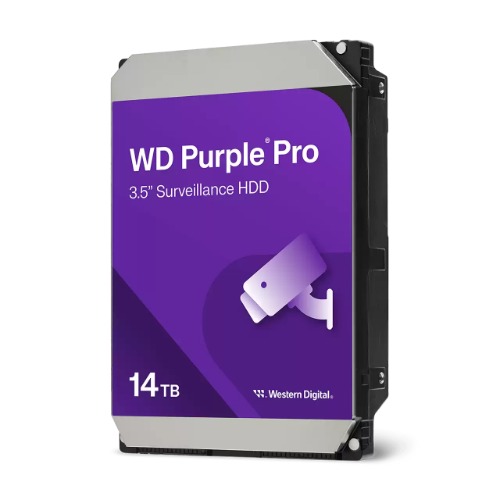 Western Digital WD Purple 14TB 3.5' Surveillance HDD 7200RPM SATA III 6Gb/s 256MB Cache 245MB/s 360TB/Year Workload 24/7 Up to 64 Camera 5-Yr Warranty