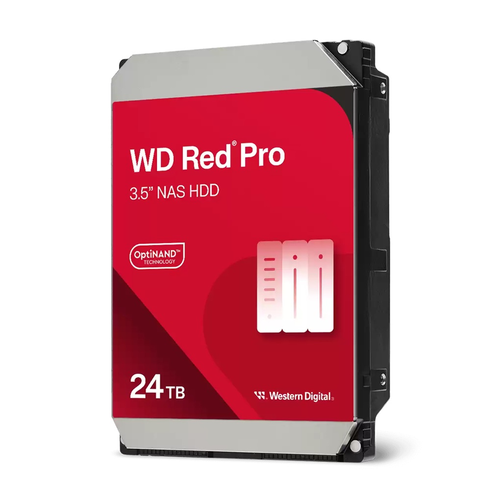 Western Digital 24TB 3.5' SATA HDD, 7200RPM, CMR, up to 287MB/s, 512MB cache, RAID-optimized for NAS, 550TB/yr workload, 5-year warranty