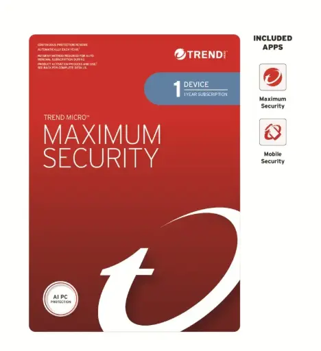 [STRENDMAXSECRET1-1Y] Trend Micro Maximum Security (1 Device) 1Yr Retail Mini Box Auto Renew